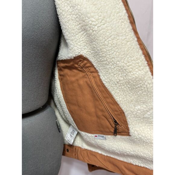 Eddie Bauer NWT Sz L  Brown Multi Pocket Men's Berber Lined Workwear Jacket - Picture 11 of 16